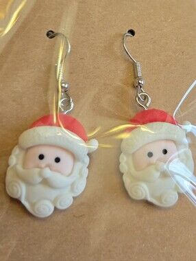 Santa Claus Holiday Earrings - Red and White